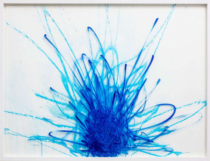 BLUE MATTER, 2014, watercolour on paper, krink on glass, 80 x 140 cm, private collection