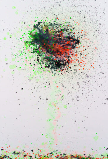 BUST (GREEN AND RED), 2020, gloss on board, 135 x 91 cm