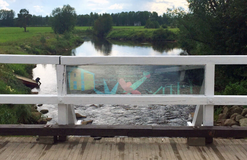 PYLVÄSVUO, SILLANKAIDE (WITH JUSSI ÄNGESLEVÄ), 2015, mixed media, 60 x 230 cm