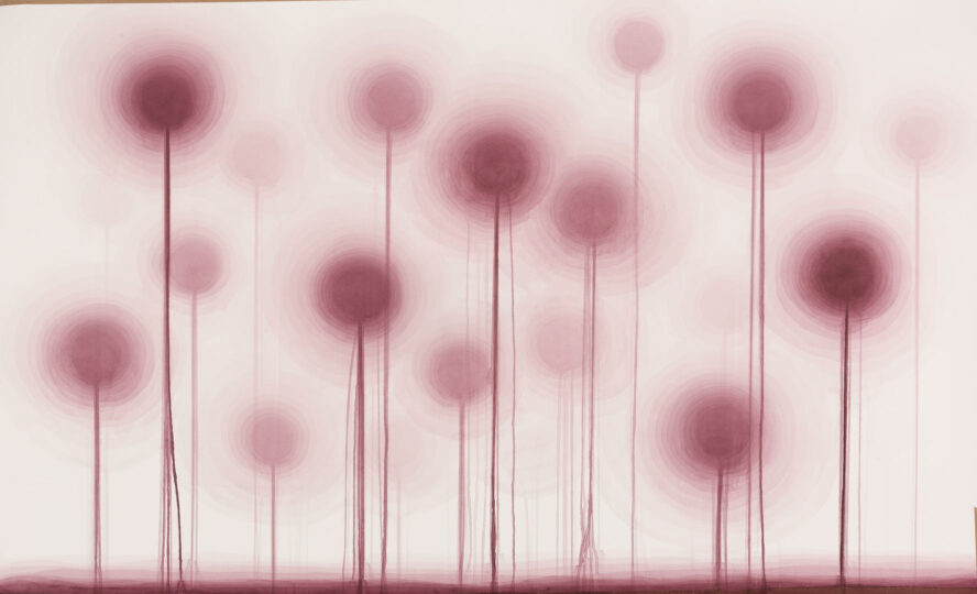 PYROLENE RED, 2018, watercolour on paper, 70 x 145 cm, private collection
