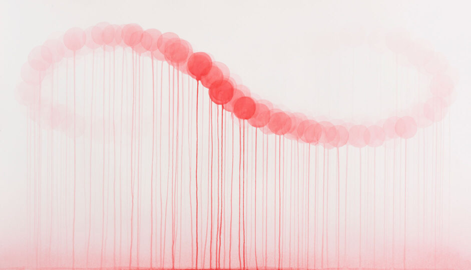 RED LOOP, 2018, watercolour on paper, 85 x 140 cm, private collection