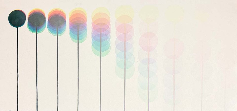 THROWING DOWN A SHADOW, 2025, watercolour on paper, 42 x 90 cm, available