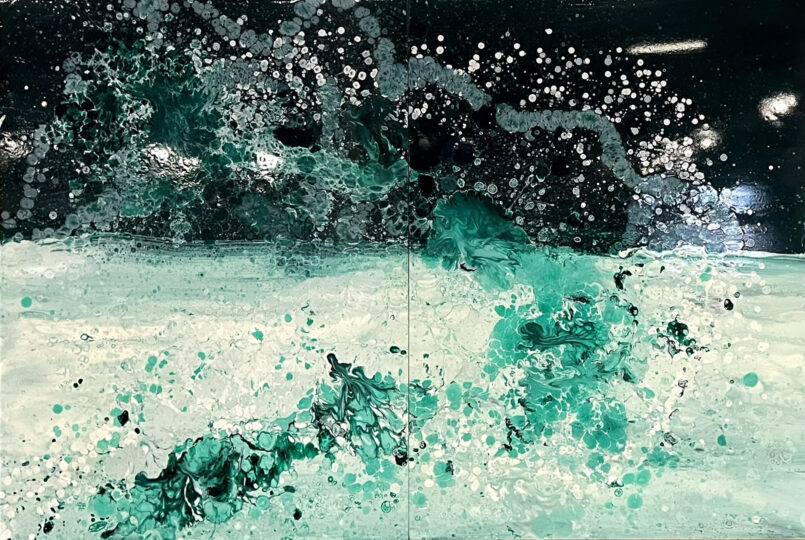 GREEN LAND, 2022, gloss on board, 183 x 270 cm, private collection