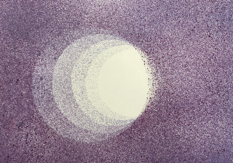 HOLE, 2020, bilberry on paper, 35 x 48 cm, private collection