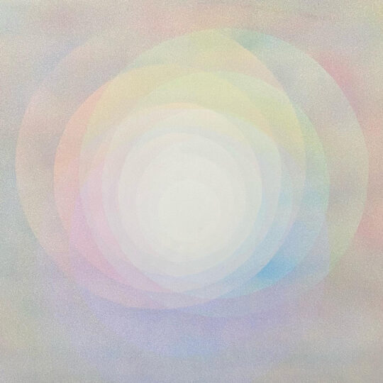 STUDY WITH CYAN, MAGENTA AND YELLOW, 2021, watercolour on paper, 145 x 145 cm